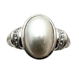 Judith Ripka Womens Ring Sterling Silver Pearl Size 9